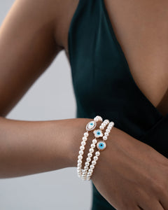 Evil Eye Pearl Bracelet